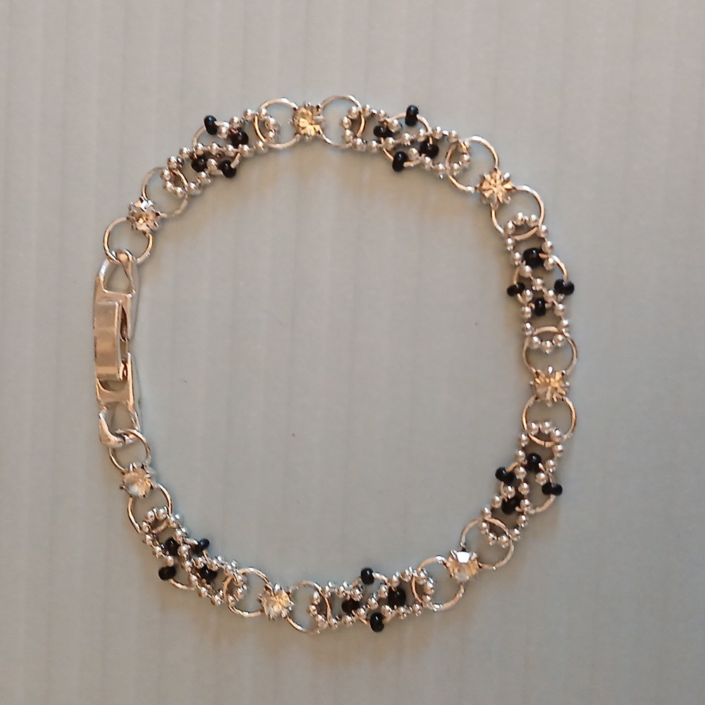 Women's Black And silver Beaded Embellished Statement Bracelet - Picture 6 of 16